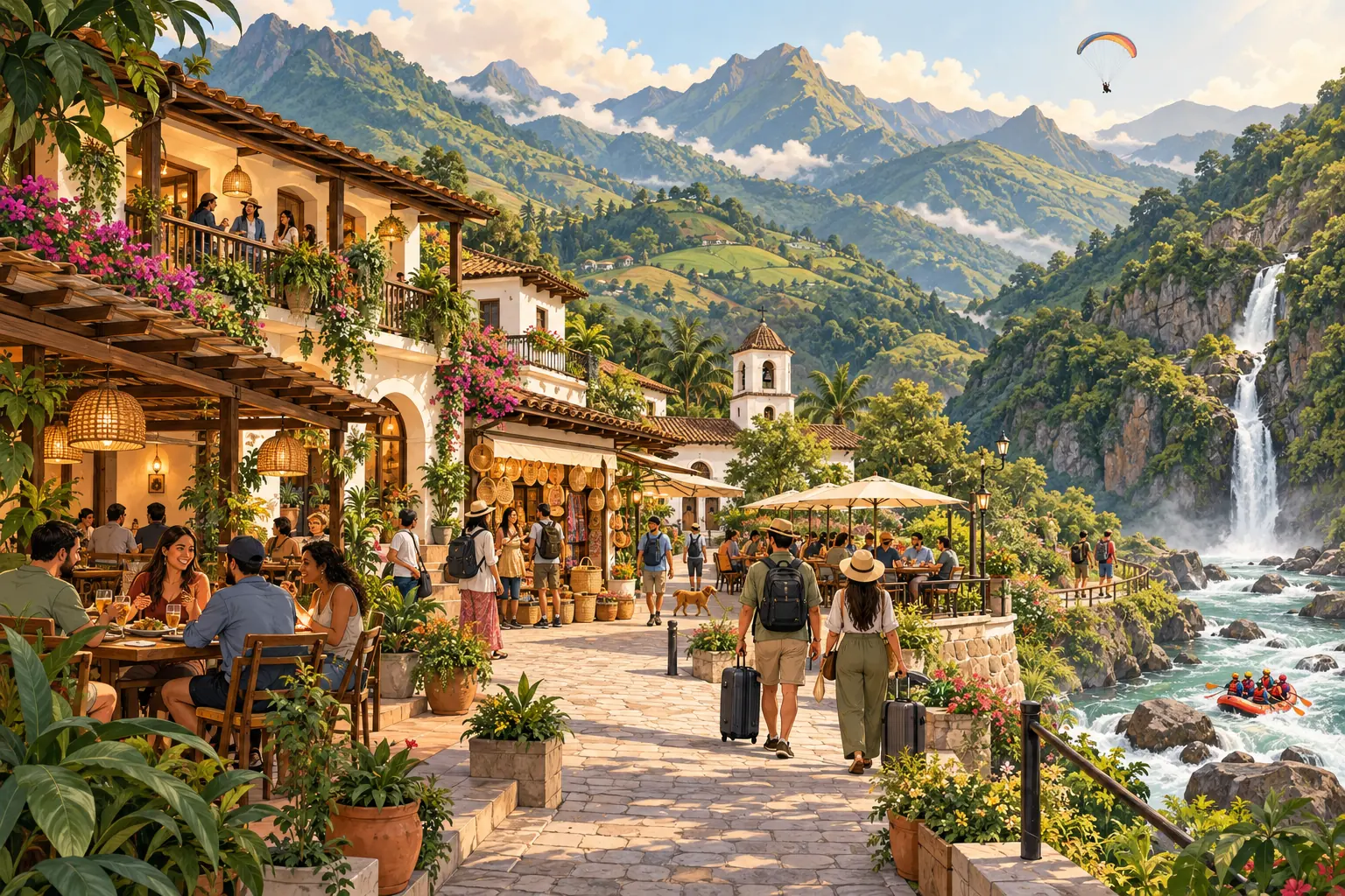 Ilustración de lugares de montaña